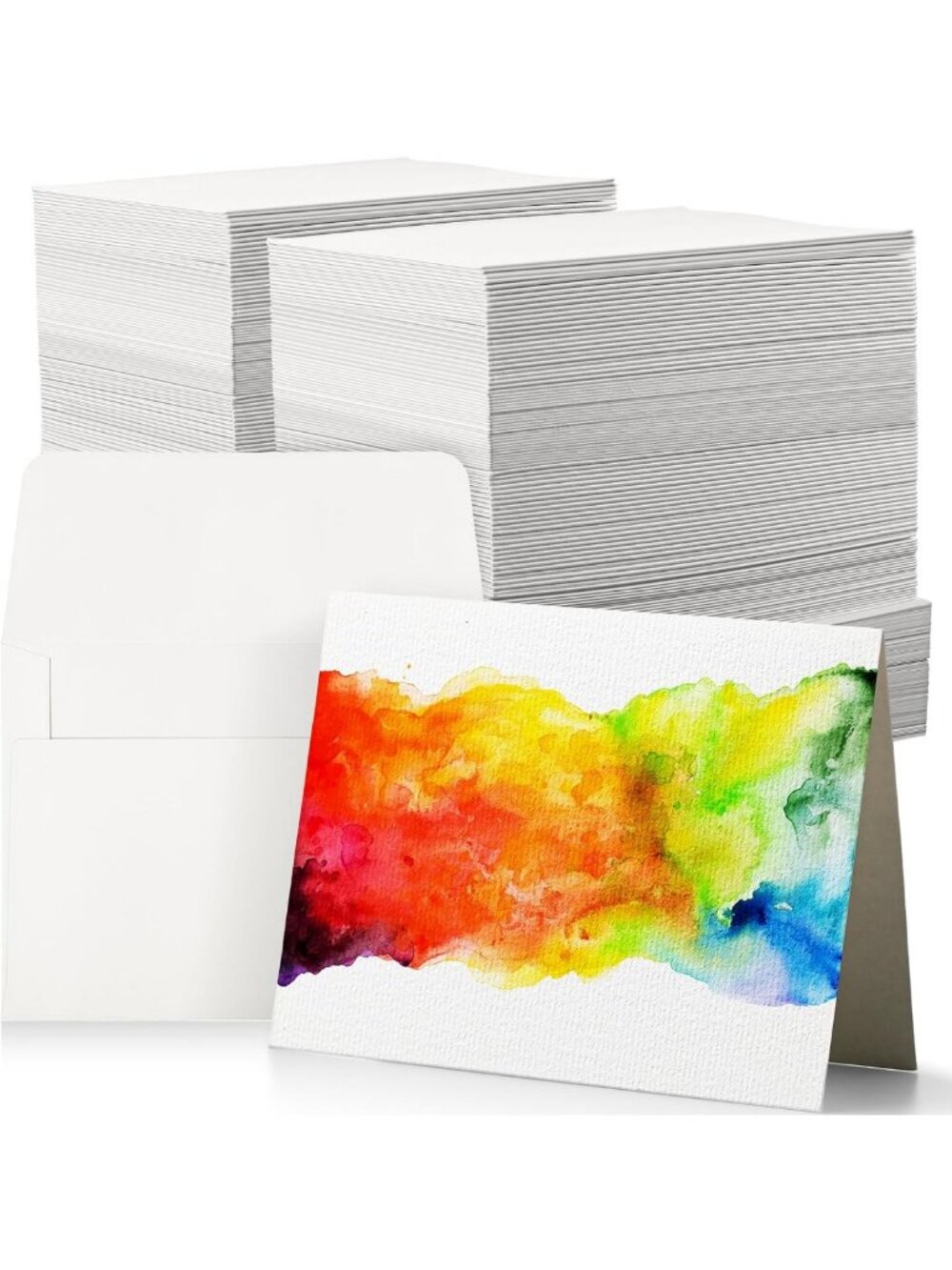 200 Blank Cotton Watercolor Cards with Envelopes - Heavyweight Art Paper Set